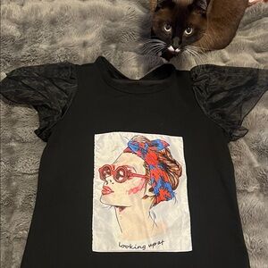 SHEIN Black Dress with Graphic Print